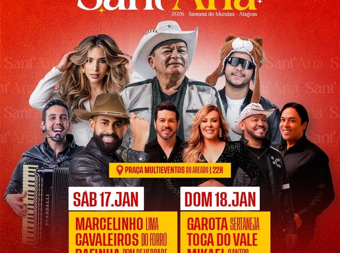 Prefeitura de Santana do Mundaú anuncia programação artística da Festa de Santa Ana