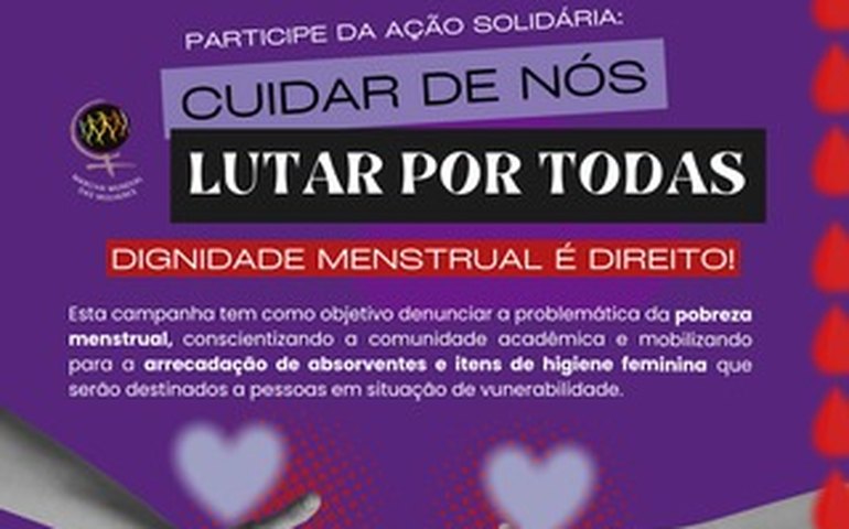 Campanha da Ufal arrecada itens para promover a dignidade menstrual