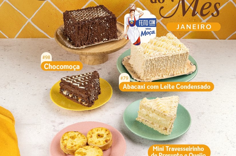Abacaxi com Leite Condensado e Chocomoça® são os Bolos do Mês da Sodiê em janeiro