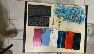 Drogas e celulares são apreendidos dentro da cela de detento na Bahia durante operação contra roubos a mototaxistas em Sergipe