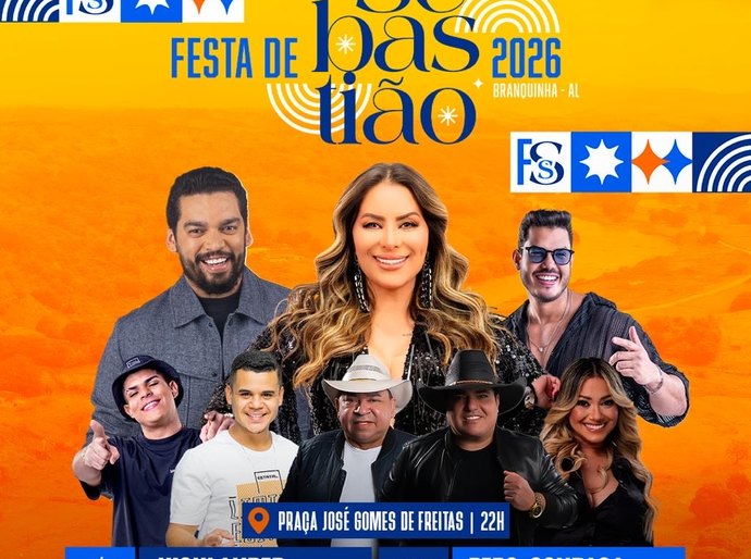 Prefeitura de Branquinha anuncia programação artística da festa de São Sebastião