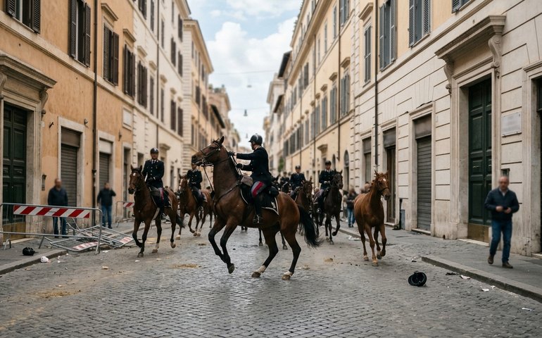 Dezenas de cavalos fogem de ensaio de desfile militar e deixam quatro feridos em Roma