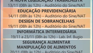 Banner cursos do NAT novembro / Foto: Ascom/SEIDH