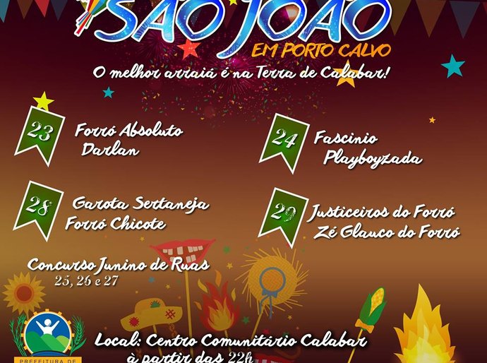 Porto Calvo divulga programação oficial do São João 2016; festa começa na 5ª