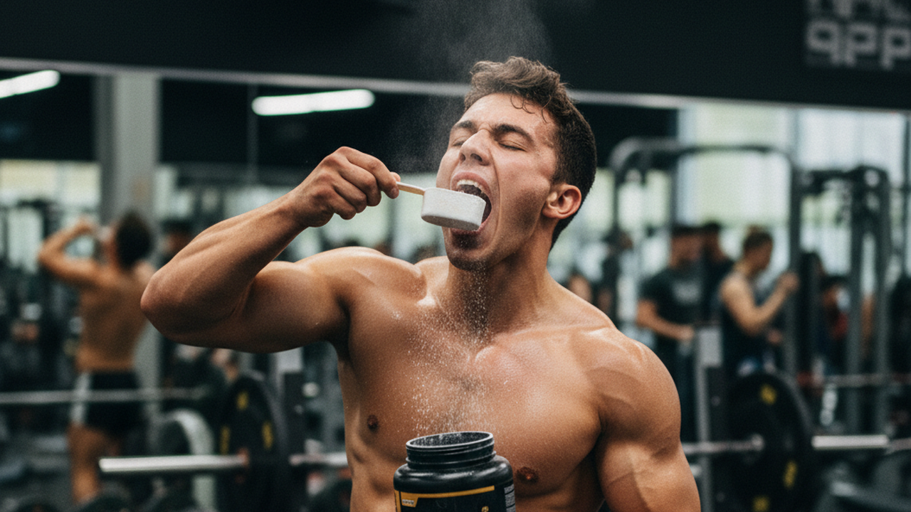 Creatina e pré-treino: especialistas alertam para riscos do consumo direto do pó