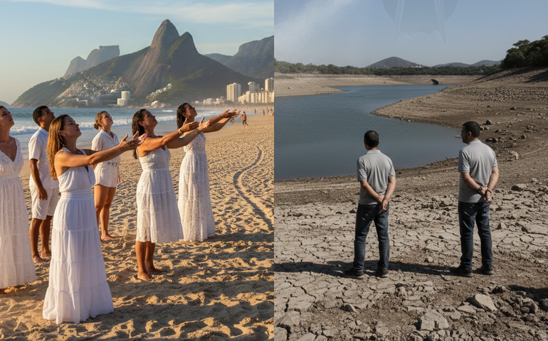 Cacique Cobra Coral promete desviar chuva do réveillon para abastecer reservatórios de São Paulo