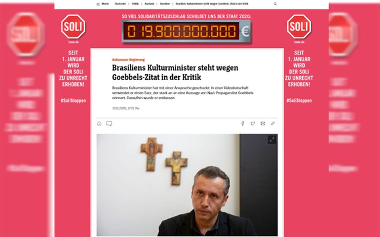 Referência a Goebbels feita por Roberto Alvim repercute na imprensa estrangeira