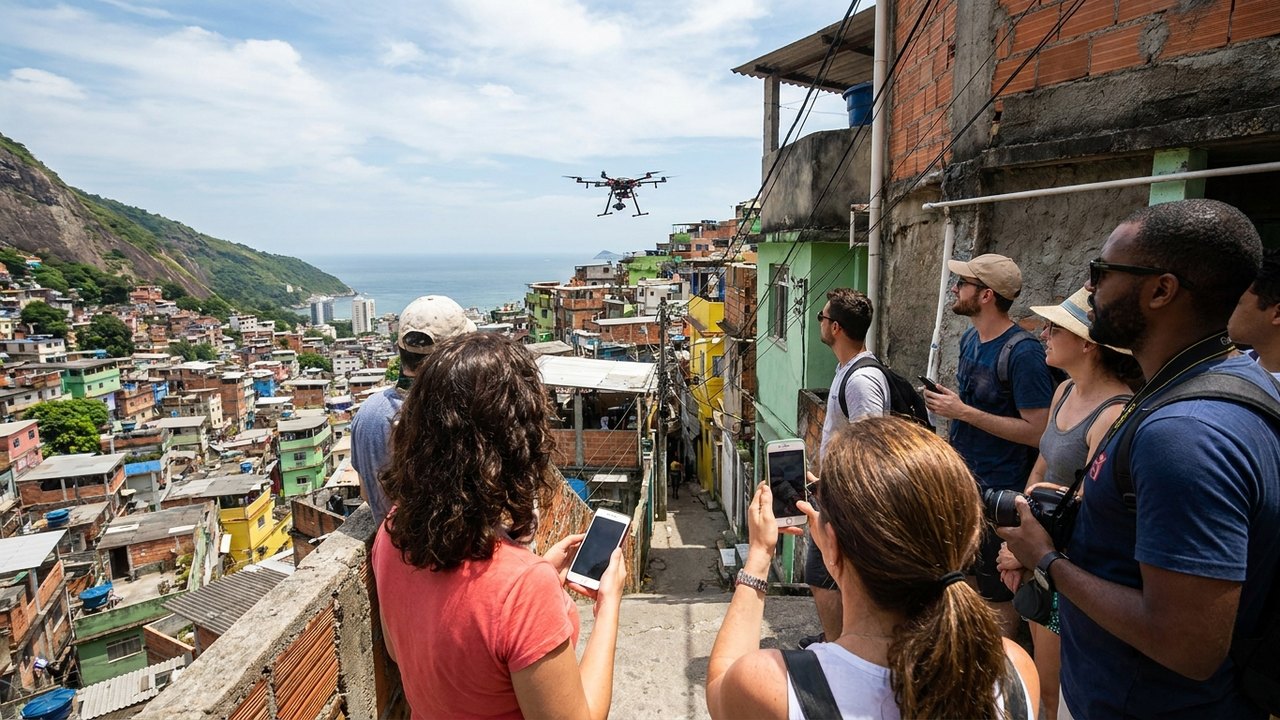 Jornais britânicos destacam sucesso turístico da Rocinha impulsionado por drones nas redes sociais
