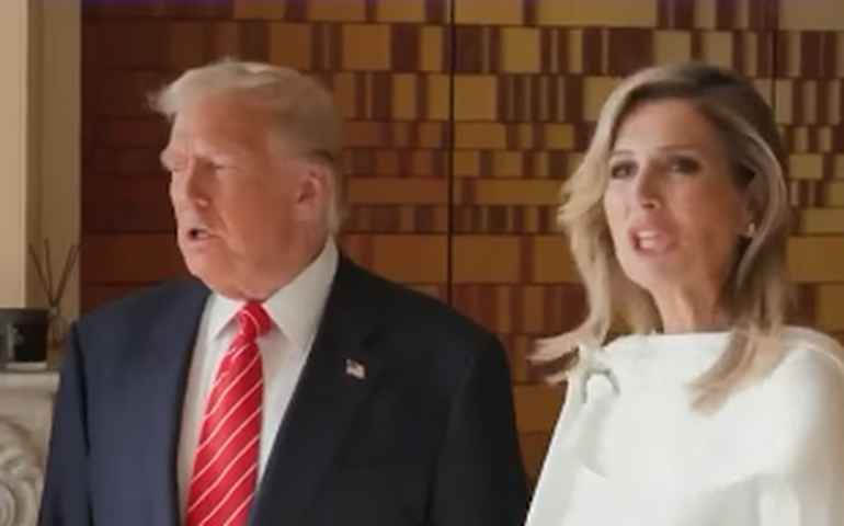 Rainha da Holanda 'imita' Trump durante encontro antes de reunião da Otan; veja vídeo