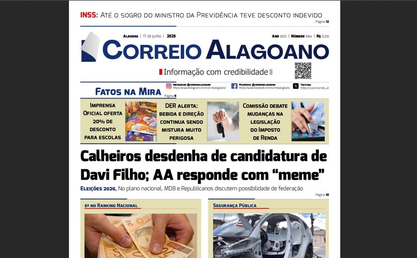 Calheiros desdenha de candidatura de Davi Filho; AA responde com “meme”