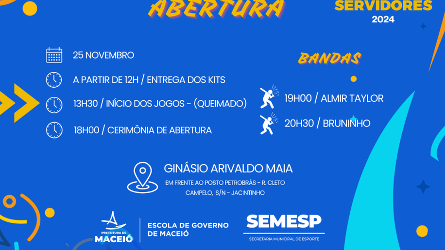 Abertura dos Jogos dos Servidores será nesta segunda-feira (25) no Jacintinho