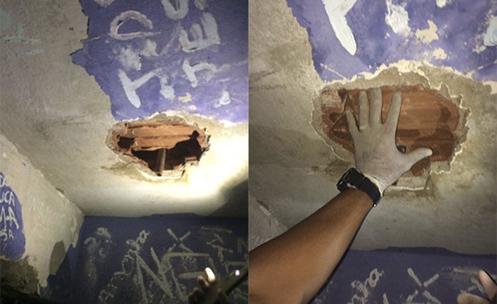 Policiais civis descobrem buracos em celas da Central de Flagrantes I (FOTO: ASCOM/PC)
