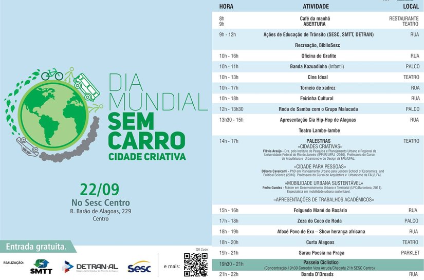 Sesc Centro participa do Dia Mundial Sem Carro que acontece nesta 5ª