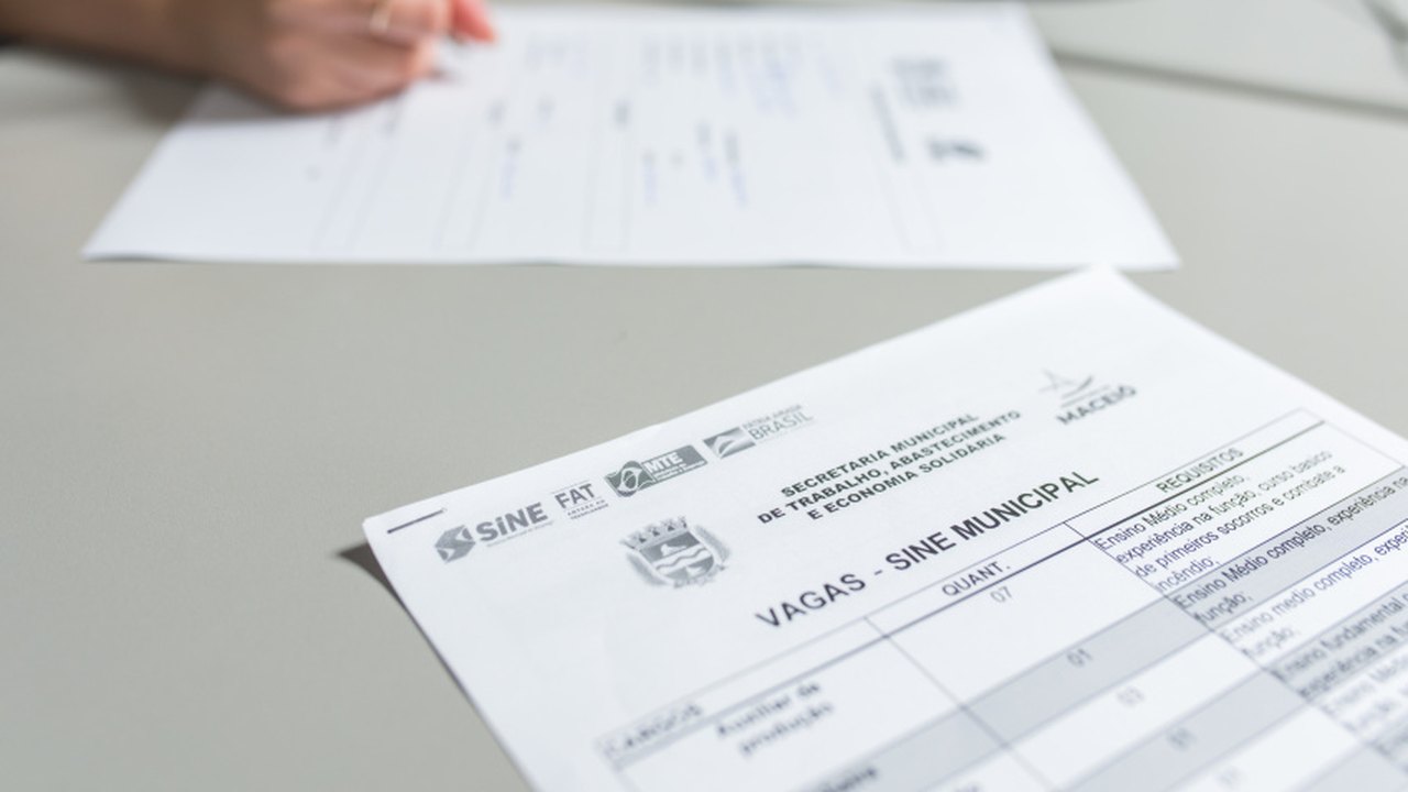 Confira as vagas de emprego disponíveis no Sine Maceió nesta segunda (21)
