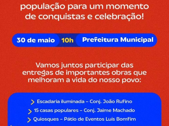 Prefeito Jorge Galvão entrega quatro obras em Jundiá nesta sexta