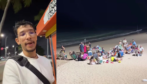 Influenciador Eloy registra movimentação e destaca segurança da praia após o anoitecer