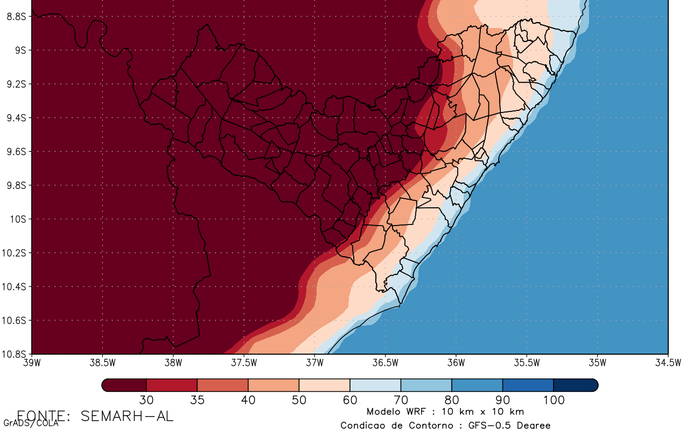 O aviso foi emitido pela Superintendência de Prevenção em Desastres Naturais (SPDEN)