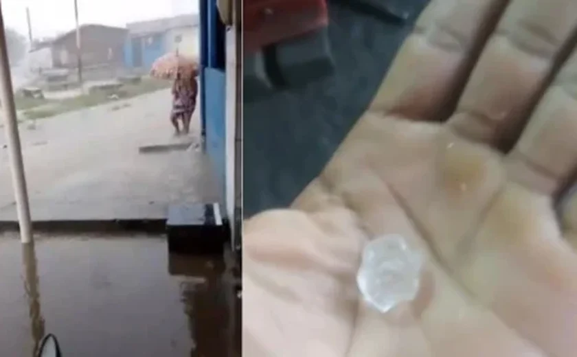 Chuva de granizo e ventania deixam famílias desabrigadas e causam estragos em Cajueiro