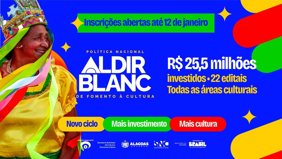 Secult anuncia live para orientar inscrições dos editais da PNAB em Alagoas