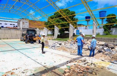 Educação retoma obras para reforma do ginásio poliesportivo da Escola Edmilson Pontes