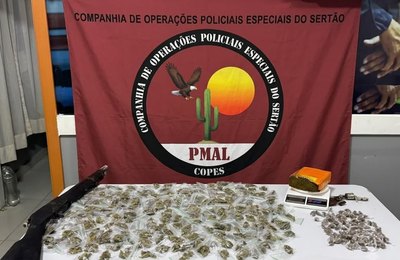 Polícia Militar apreende duas armas de fogo e 370 papelotes de maconha em Água Branca