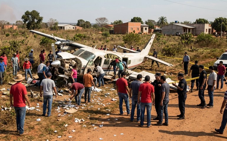 Avião com R$ 15 milhões em espécie cai no Paraguai e moradores saqueiam valores