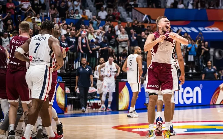 Letônia elimina a França e tira os vice-campeões europeus do caminho do Brasil no Mundial