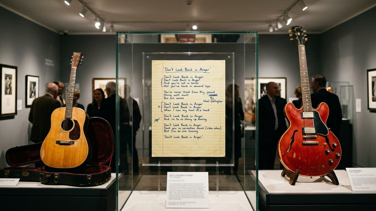 Manuscrito de 'Don’t Look Back in Anger' e instrumentos de Noel Gallagher e Elvis Presley vão a leilão