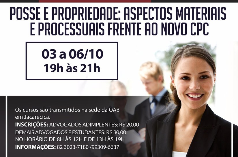 ESA inicia outubro com curso sobre posse e propriedade no novo CPC