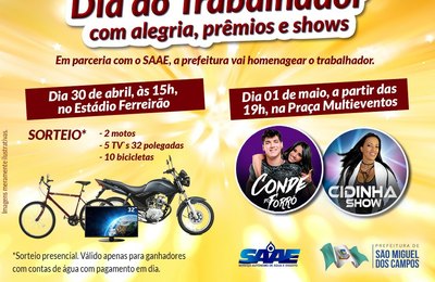 Prefeitura de São Miguel promove grande festa no Dia do Trabalhador 