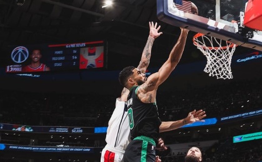 Jayson Tatum brilha e Celtics arrasam Wizards em ritmo de treino na NBA