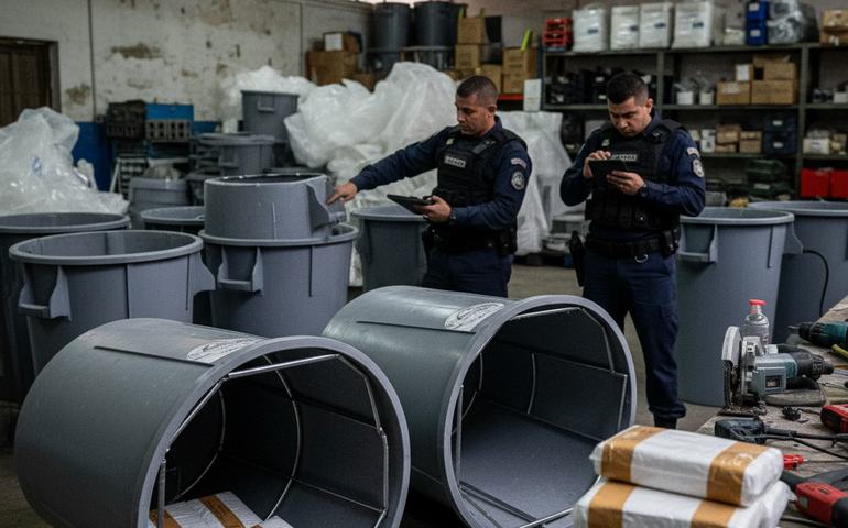 PF descobre 'fábrica' de lixeiras usadas para esconder cocaína no Aeroporto de Guarulhos