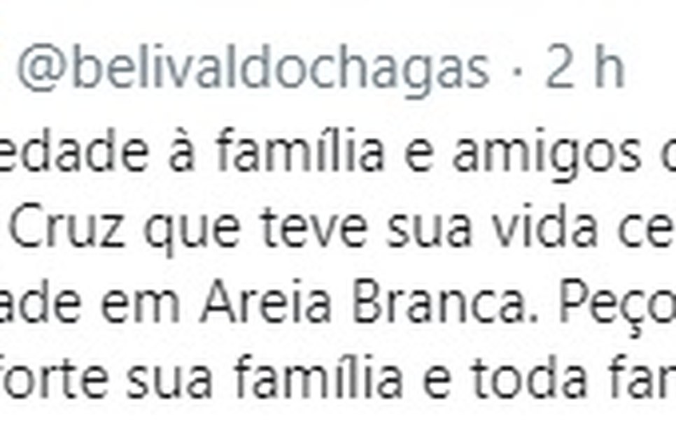 TT BELIVALDO LAMENTA MORTE PM / Foto: Reprodução Twitter
