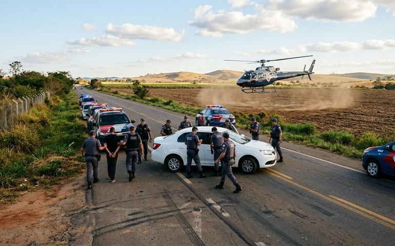 Perseguição com apoio aéreo termina em prisão e recuperação de veículo furtado no interior de SP
