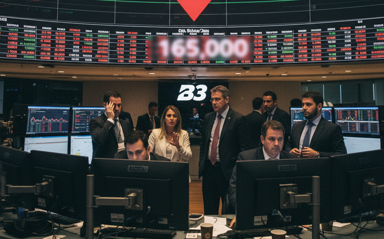 Ibovespa cai e perde nível recorde de 165 mil pontos da véspera, por temor com juros altos