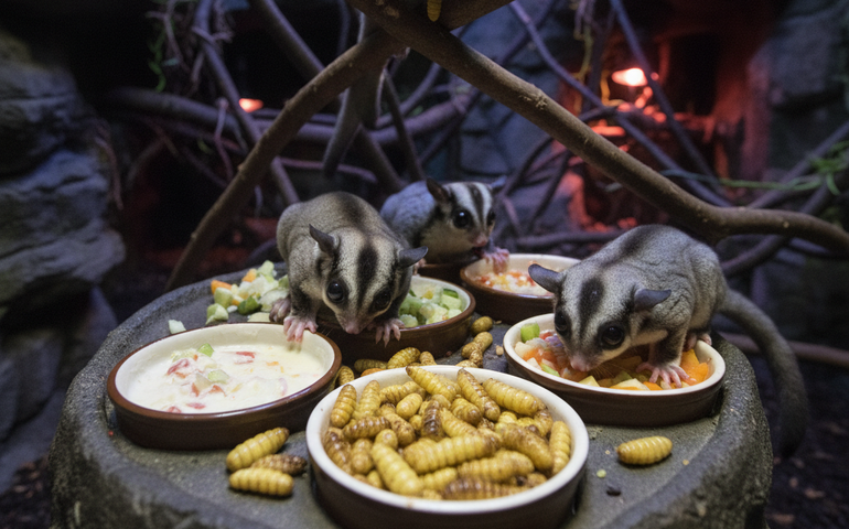 Zoológico enfatiza dieta balanceada dos planadores-de-açúcar