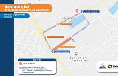 Av. Governador Luís Cavalcante será interditada parcialmente para realização de obras a partir desta sexta