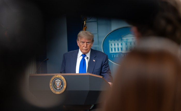 O presidente Donald Trump concede uma entrevista coletiva