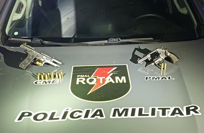 Polícia Militar prende casal com armas de fogo após abordagem no Tabuleiro