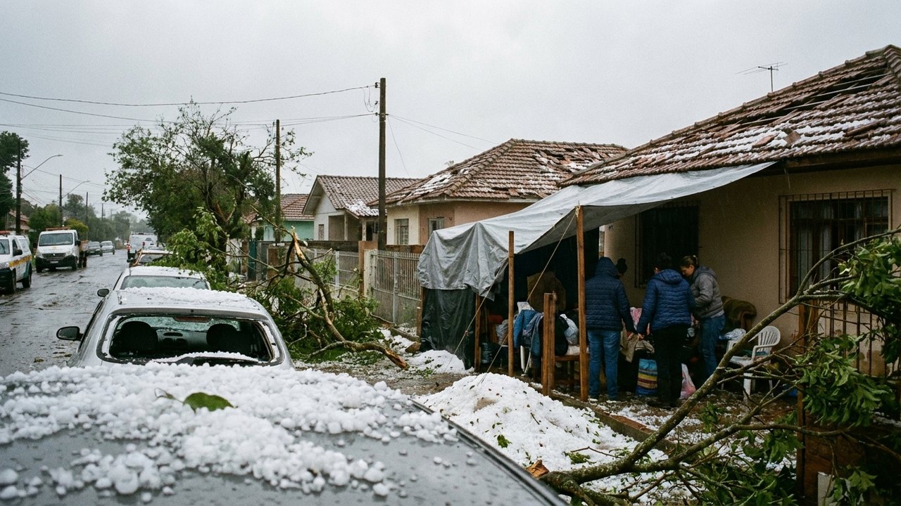 Temporal com granizo causa destruição na Grande Porto Alegre