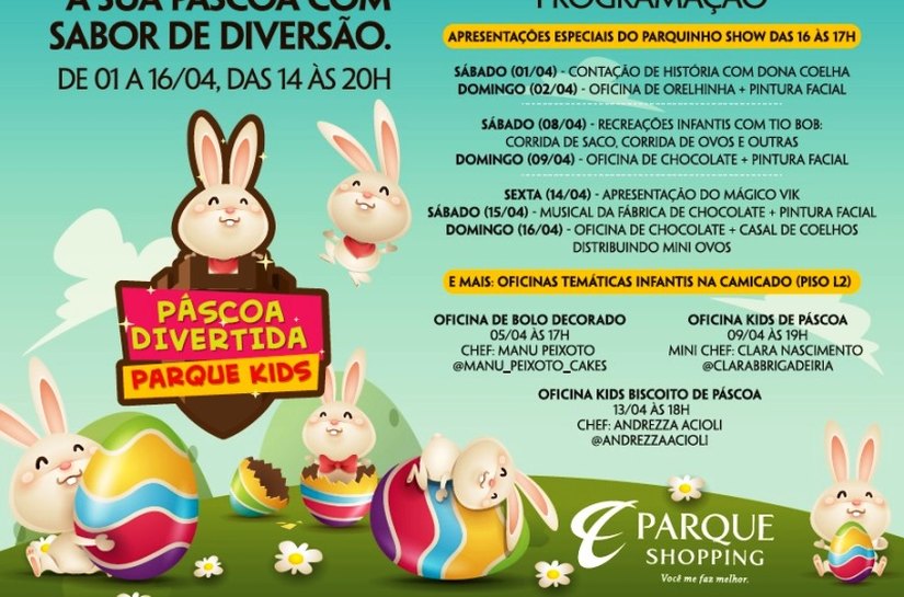 Em clima de Páscoa, Parque Shopping traz diversas atrações para as crianças em abril