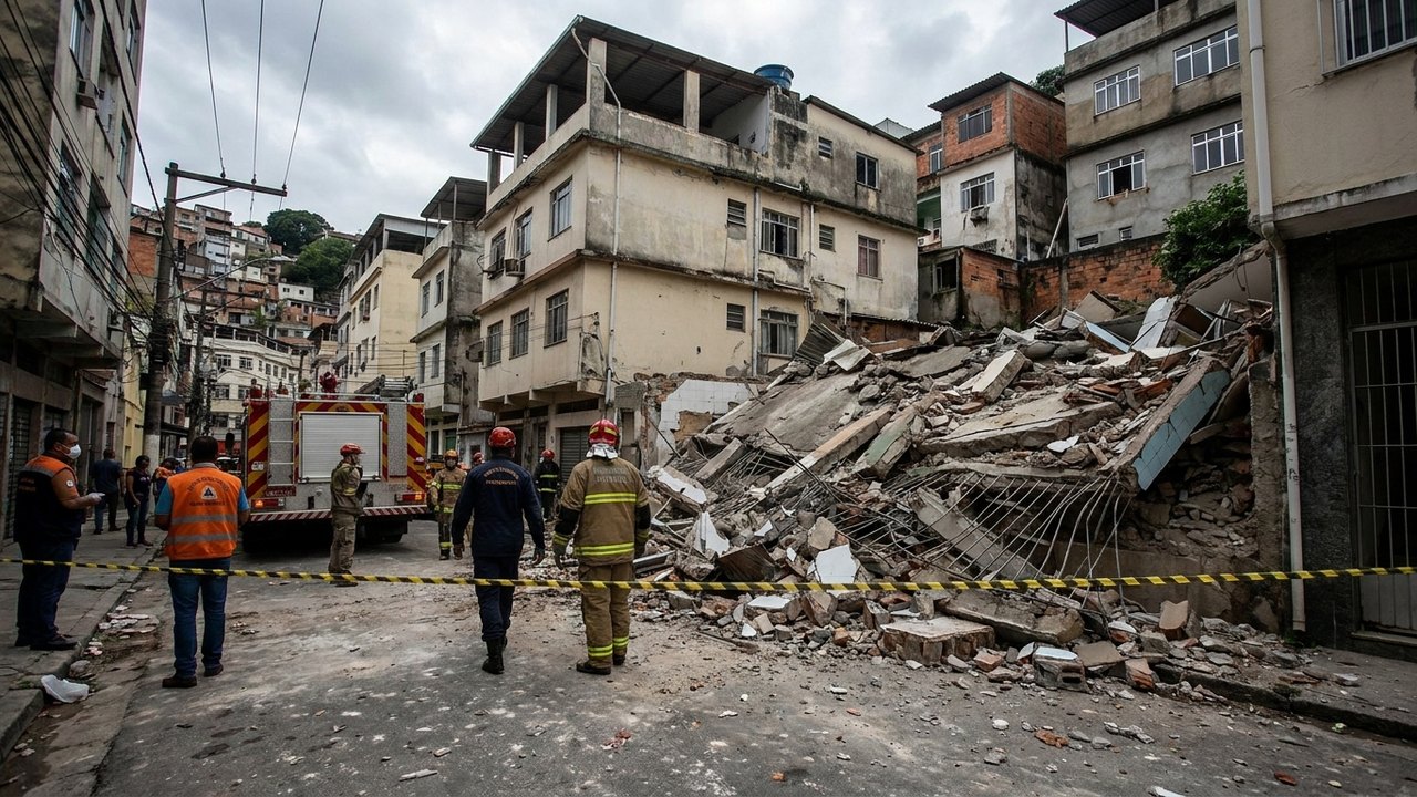 Imóvel desaba no Cosme Velho e interdita trecho de rua
