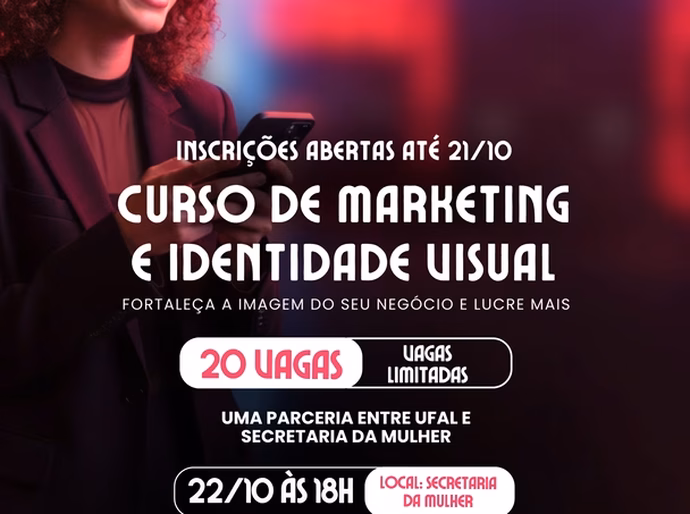 Prefeitura de Penedo e Ufal abrem inscrição para curso gratuito de Marketing e Identidade Visual para mulheres empreendedoras