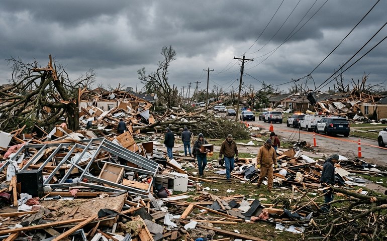 Tornado destrói casas e atinge base aérea em Oklahoma, nos EUA
