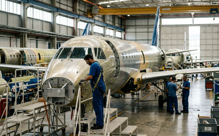 Embraer projeta receita consolidada de até US$ 8,5 bilhões para 2026