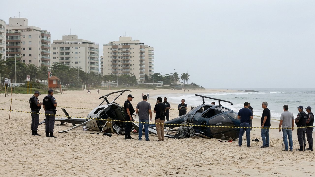 Novas imagens mostram queda de helicópteros após colisão no Rio