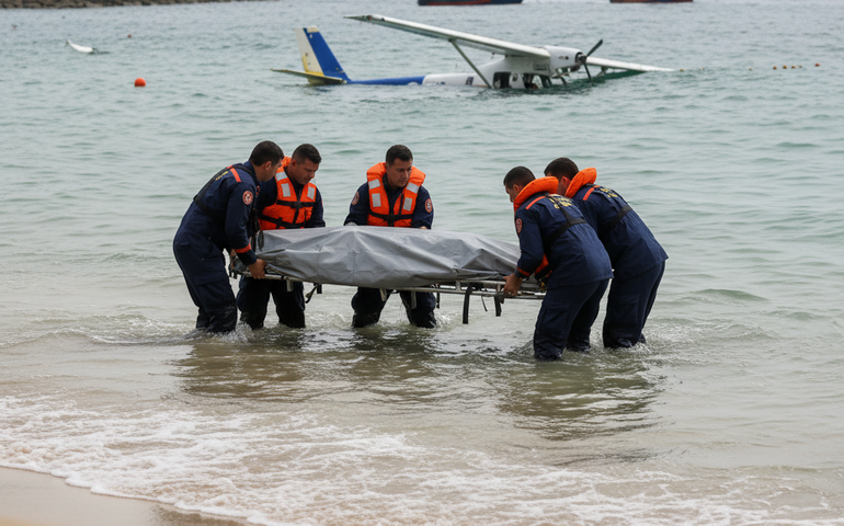 Corpo do piloto de avião que caiu em Copacabana é resgatado