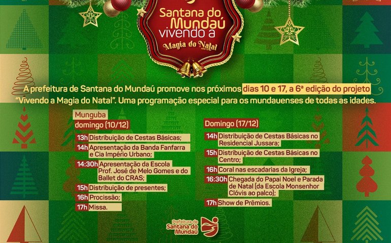 Prefeitura de Santana do Mundaú prepara 6ª edição do Vivendo a Magia do Natal
