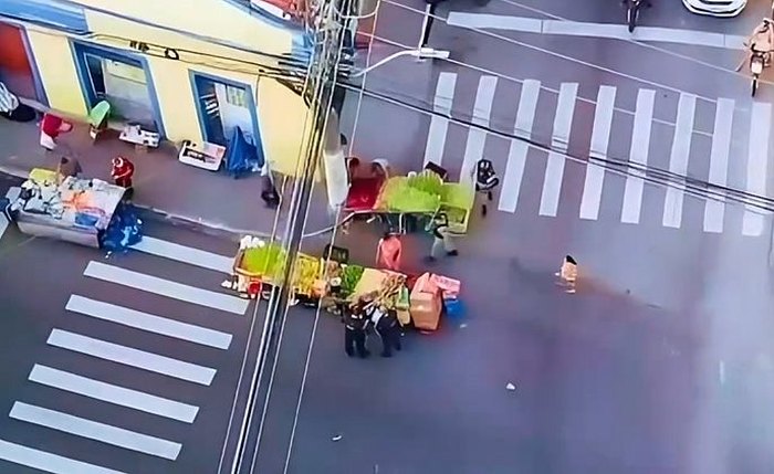 Imagem do drone no Centro de Maceió