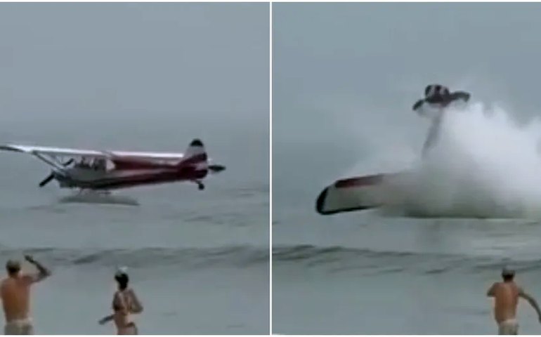 Avião cai perto de banhistas em praia nos Estados Unidos